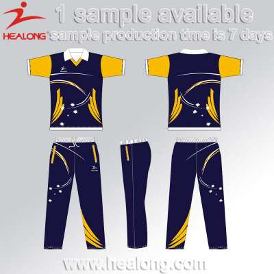 Healong Sublimation Fluorescence New Design Cricket Jerseys